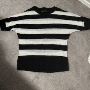 AB Studio Women's Black & White Striped Sweater